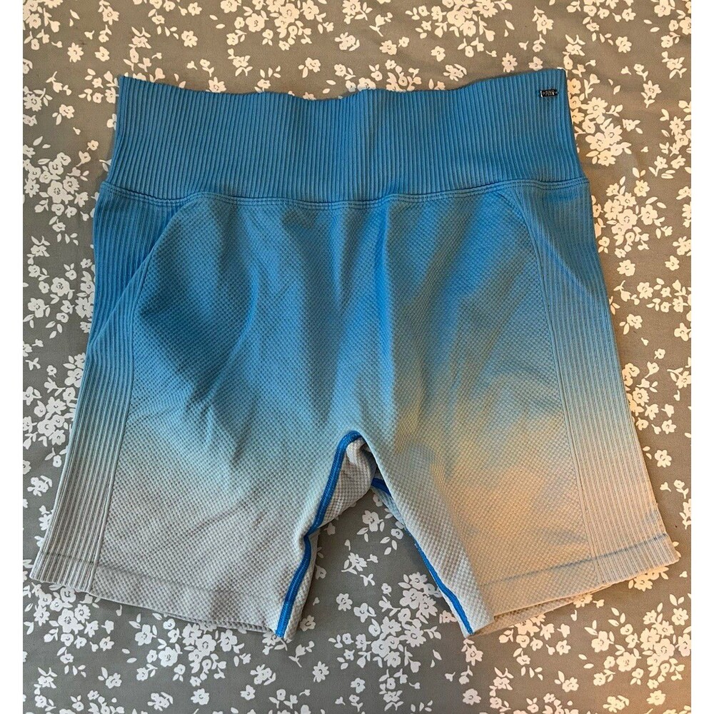 Victoria Secret PINK Active Seamless Ombre Bike Shorts Blue White Gradient Large